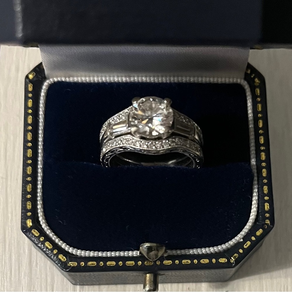 💍2.17cw DIAMOND, 14k gold engagement & wedding ring set ($38450)